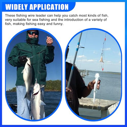 Fishing Leaders Saltwater Fishing Rigs Fishing Wire Leaders with Swivels Snaps High-Strength Fishing Leader Line Rig Bottom Rig Nylon Steel Sea Surf Fishing Rigs Tackle 1Arm 2Arms - color: White Nylon, style: 1 Arm, 12pcs