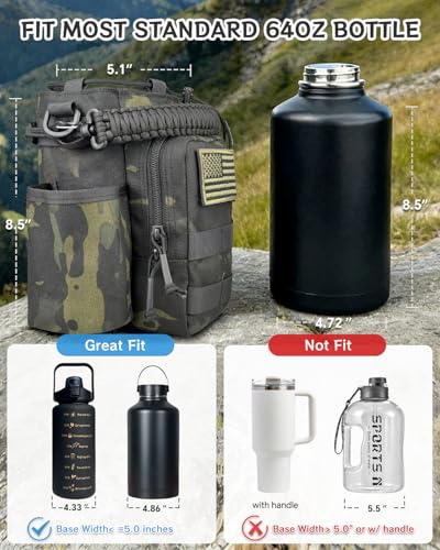 COOLYARD Water Bottle Holder with Strap Crossbody Sling Carrier Bag with Phone Pocket Molle Tactical Pouch for Walking Hiking Camping Gym Travel - color: Black Camo