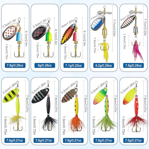 Fishing Lures Spinnerbait Kit Rooster Bait Tail Fishing Lures Inline Spinner Baits Bass Salmon Trout Spoon Hard Metal Spinnerbaits for Saltwater Freshwater - style: 10pcs Spinnerbaits-c