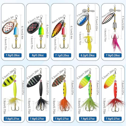 Fishing Lures Spinnerbait Kit Rooster Bait Tail Fishing Lures Inline Spinner Baits Bass Salmon Trout Spoon Hard Metal Spinnerbaits for Saltwater Freshwater - style: 10pcs Spinnerbaits-c