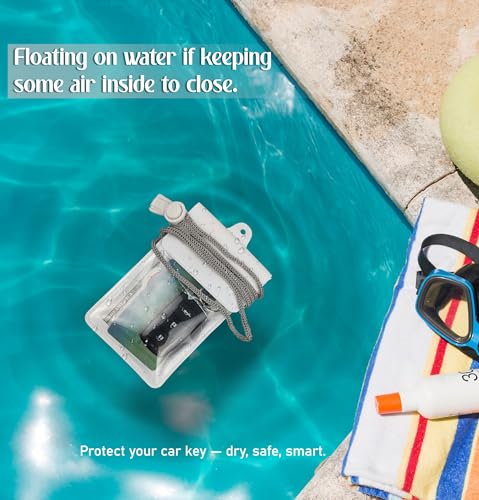 Waterproof Car Key FOB Pouch Submersible Dry Bag Holder for ID Credit Cards Cash Keys Case Swim Surf Floating Wallet - color: Black + White
