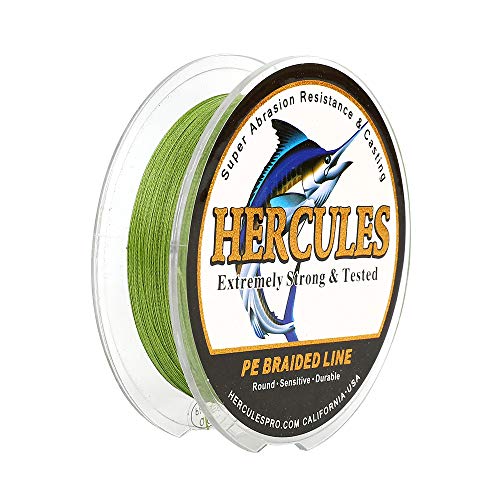 HERCULES Cost-Effective Super Strong 4 Strands Braided Fishing Line 6LB to 100LB Test for Salt-Water, 109/328 / 547/1094 Yards (100M / 300M / 500M / 1000M), Diam# 0.08MM - 0.55MM, Hi-Grade - color: Army Green, size: 15LB(6.8KG)-0.16MM-109YDS(100M)
