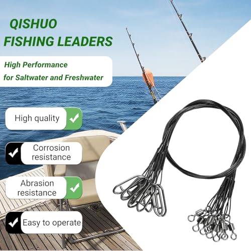 QISHUO High Strength Fishing Leaders Wire Rigs Freshwater Fishing Leader Stainless Heavy Steel Wire Leaders Saltwater Black Nickel - size: Size #1 (5.9in-20lb) 50pcs