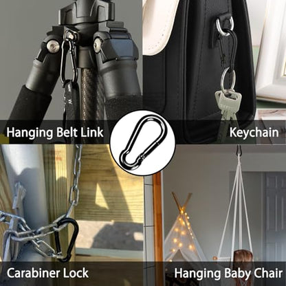 Carabiner Clips Black Twours Spring Snap Hooks Small Carabiners Heavy Duty Galvanized Steel Quick Links for Rust-Resistant Keychain Clips Outdoor Hiking Camping Hammock Fishing 1.56" 1.97" 2.36" 3.15" - size: 2.36inch(M6)--8pcs