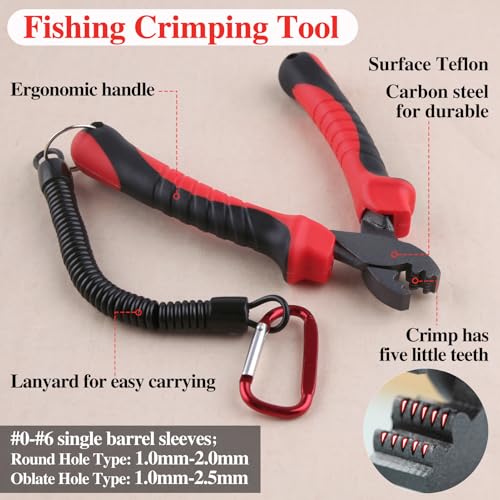 SPEEDWOX Fishing Crimping Tool Fishing Pliers for Single-Barrel Sleeves Crimper Tool Fishing Tackle Saltwater Fishing Gear Crimping Pliers Fishing Crimps for Fishing Line Single Barrel Crimp Sleeves - color: Red