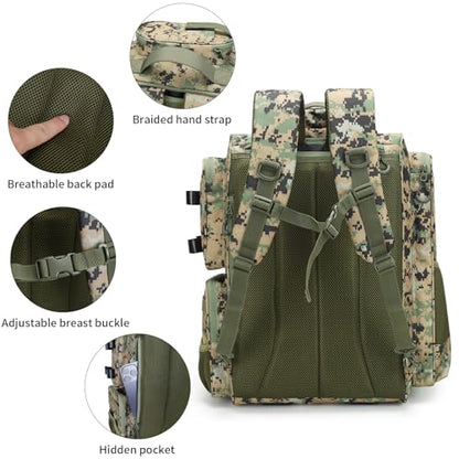 WANOON Fishing Backpack,Fishing Bag with Rod Holders. Large Ttackle Backpack Strong Materials,42L - color: Camouflage Black, size: 42L-Without Tackle Boxes