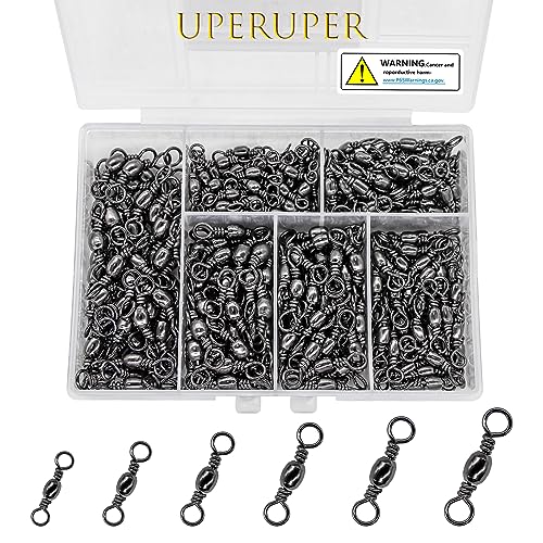 Fishing Barrel Swivels Kit, 300pcs Stainless Steel Rolling Bearing Snap Connector for Saltwater Freshwater Fishing#2#3#4#5#6#7 - style: B Style: 6 Sizes - 300pcs