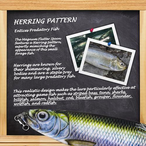 Magnum Flutter Spoon Deep Sea Jigging Fishing Lures, 7.5-9 Inch Large Hard Metal Sinking Trolling Casting Striper Fishing Spoon Baits for Striped Bass, Salmon, Walleye, Saltwater, Freshwater - color: C1 - 9" Classic - Herring