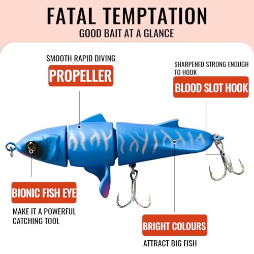 Fishing Lures for Trout Bass Multi Jointed Swimbaits 3D Bionic Fish Eye Swimming Lures Lifelike Hard Bait for Freshwater Saltwater - color: Blue