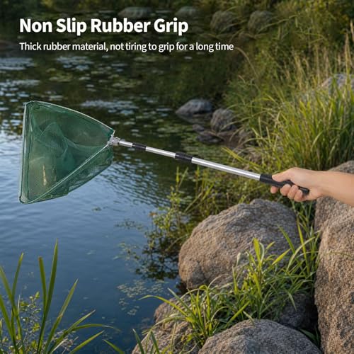 Telescopic Fishing Landing Net, Foldable Aluminum Alloy Pole with Fine Nylon Mesh, Portable Fish Net for Freshwater Saltwater Kayak Boat, Fishing Gifts for Men - color: 1.25M
