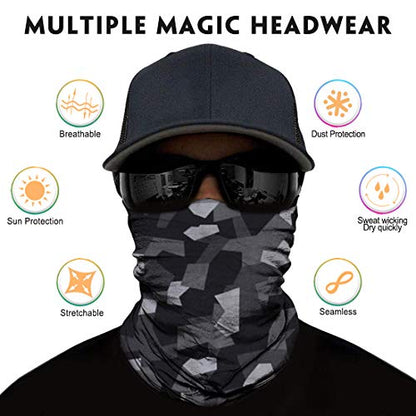 Venswell Neck Gaiter Face Mask Men Women,Seamless Bandana Rave Face Cover Scarf Mask,Balaclava,Headband, Head Wrap,Headwear - color: A-black Series 3