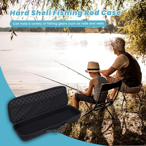 54 * 19 * 9cm Hard Fishing Rod Case Portable Fishing Tackle Bag Waterproof Fishing Rod Carrying Case with Foam, Travel Fishing Rod Bag for Outdoor Fishing Gear Storage