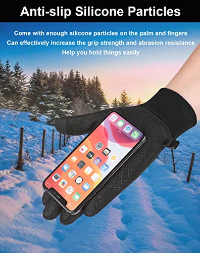 SUJAYU Winter Gloves Men & Women, Touch Screen Gloves Running Gloves Cycling Gloves Driving Gloves, Warm Gloves Waterproof Gloves - color: Black, size: Large