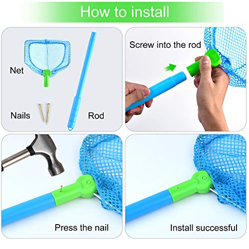 Coopay 2 Pieces Butterflies Kids Fishing Net Catching Bug Floating Bait Beach Nets for Outdoor Playing - color: Blue + Orange