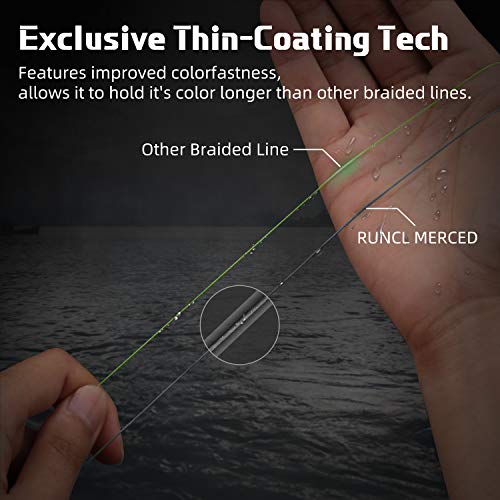 RUNCL Braided Fishing Line Merced, 1000 500 300 Yards Braided Line 4 8 Strands, 6-200LB - Proprietary Weaving Tech, Thin-Coating Tech, Stronger Smoother for Freshwater Saltwater - color: Gray, size: 8lb/300yards (4 Strands)
