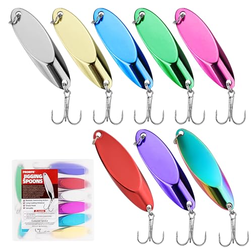 Slant Cut Spoon 8PCS – Metal Fishing Baits with High-Reflective Blades for Bass, Trout, Pike, Walleye – Sharp Treble Hooks for Freshwater & Saltwater, Long Casting, Lake & River Fishing - size: 1/4oz