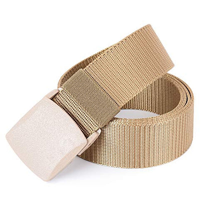 Mile High Life | Nylon Web Belt | Outdoor Military Belt | TSA Safe Buckle Plastic/Metal - color: Khaki 510 Buckle