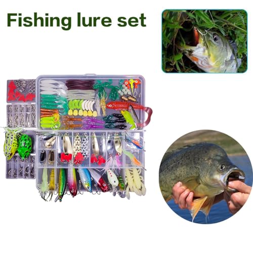 Fishing Lures Freshwater Bait Tackle kit.Tackle Box Including crankbaits topwater Lures,Jigs,Spoons and More Fishing Gear Set.Suitable for Bass Trout Salmon. - color: B240PCS