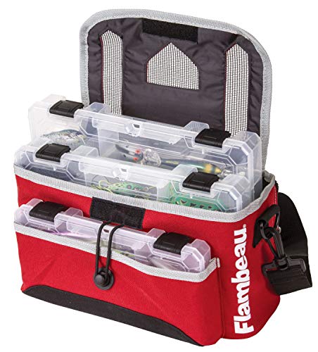 Flambeau Outdoors 4501ST Kwikdraw Tackle System - Small Satchel, Portable Fishing Organizer, Red