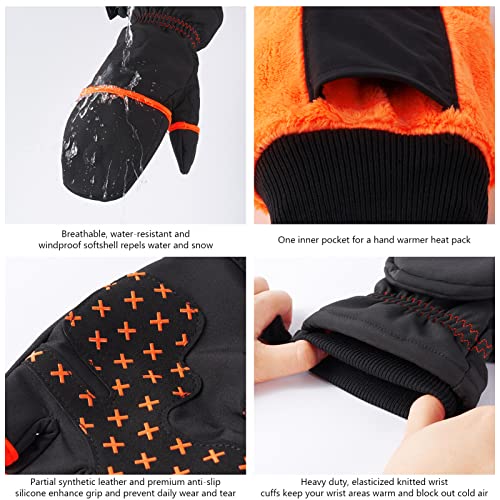 BASSDASH WinteFlex Insulated Ice Fishing Mittens Cold Weather Fingerless Gloves Water Resistant for Men Women Hunting - color: Black, size: Medium