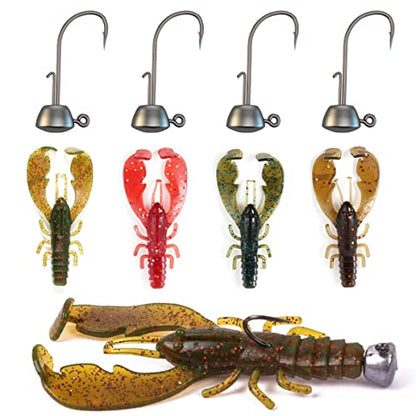 Ned Rig Baits Kit,TRD Soft Plastic Worms or Crawfish for Bass Fishing - color: Crawfish Kit
