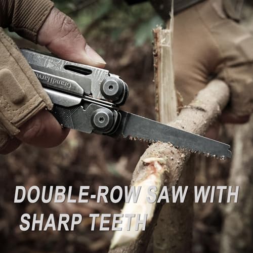 GrandHarvest Multitool, 25-in-1 Spring Loaded Pliers Multi Tool, Each Tools with Safety Lock-Stainless Steel Multi-Tool, Propylene Sheath, Survival Gear for Camping, Hiking, Multi Plier, Pocket Knife
