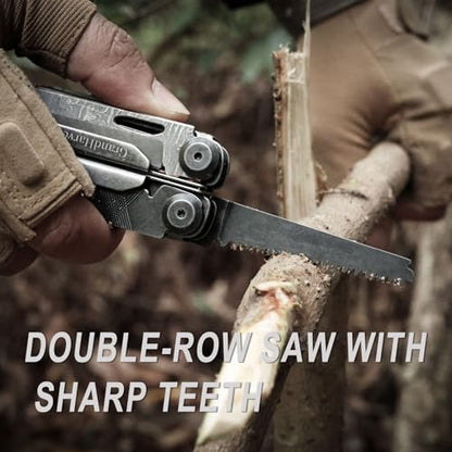 GrandHarvest Multitool, 25-in-1 Spring Loaded Pliers Multi Tool, Each Tools with Safety Lock-Stainless Steel Multi-Tool, Propylene Sheath, Survival Gear for Camping, Hiking, Multi Plier, Pocket Knife