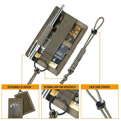 EXCELLENT ELITE SPANKER Tactical ID Card Holder Adjustable Neck Lanyard Key Ring Loop Patch Badge Holder and Credit Card Organizer (Ranger Green) - color: Ranger Green