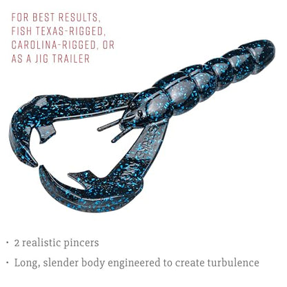 Strike King Rage Tail Craw - color: Black / Blue, size: 4 inch