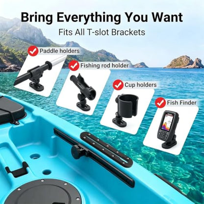 Kayak Track,Low Profile Kayak Rail Mount,Kayak Gear Track for Fishing Rod Holder, Fish Finder, Cup Holder, Paddle Holder, Anchor Cleats & All T-Slot Kayak Accessories - size: 9 Inch，4 Pcs