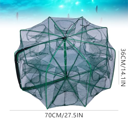 The Magic Foldable Fishing Trap, Folding Fishing Net，2024 Upgrade Auto-Foldable Strengthened Fishing Trap Net, Minnow Traps for Bait Fish，Fish Traps，Crawfish Trap，Minnow Trap - color: 16Holes