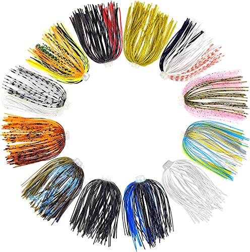 Eupheng 12 Colors Silicone Jig Skirts Fishing Lure Skirt Replacement for Spinnerbaits Bass Buzzbaits DIY Squid Jig Spinner Bait Buzzbaits Accessories - color: 12PC 8873 Umbrella Sensation Skirts