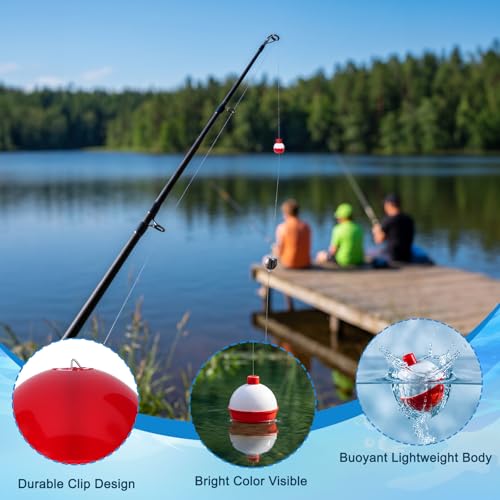 Coopay Fishing Bobbers 30Pcs-50Pcs/Lot Hard ABS Fishing Floats Set Snap on Float Red/White Bobbers Push Button Round Buoy Tackle Accessories - style: 0.5inch-50pcs