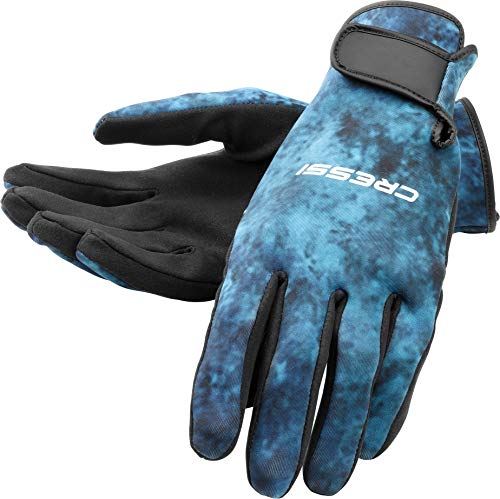 Cressi Camouflage Patterned Spearfishing Gloves Made of Elastic Neoprene- get The Hunter Equipment - color: Camo Blue, size: X-Large