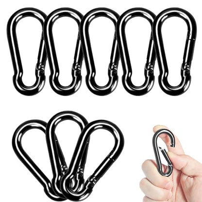 Carabiner Clips Black Twours Spring Snap Hooks Small Carabiners Heavy Duty Galvanized Steel Quick Links for Rust-Resistant Keychain Clips Outdoor Hiking Camping Hammock Fishing 1.56" 1.97" 2.36" 3.15" - size: 1.97inch(M5)--8pcs