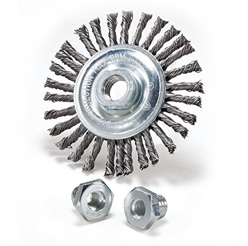 Mercer Industries 186020 - 4" x 3/16" x 5/8"-11 Stringer Bead Wire Wheel, .020 Stainless Steel Wire (with metric adapters) - color: Stainless Steel, size: 4" x 3/16" x 5/8"-11, M10 x 1.25, M10 x 1.5, style: Stringer Bead Wire Wheel