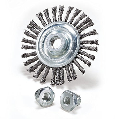 Mercer Industries 186020 - 4" x 3/16" x 5/8"-11 Stringer Bead Wire Wheel, .020 Stainless Steel Wire (with metric adapters) - color: Stainless Steel, size: 4" x 3/16" x 5/8"-11, M10 x 1.25, M10 x 1.5, style: Stringer Bead Wire Wheel