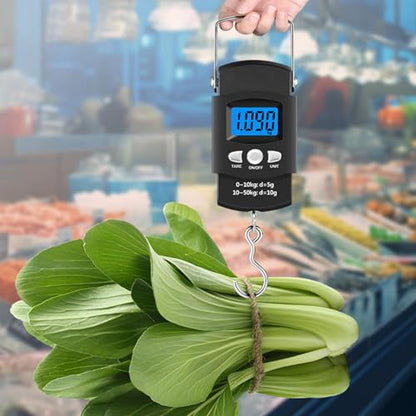 Electronic Digital Fish Scale, 50kg 110lb Weight Equipment, Portable Angling Tool, Bass Trout Catfish Scale, Backlit Screen, Handheld Fishing Gear