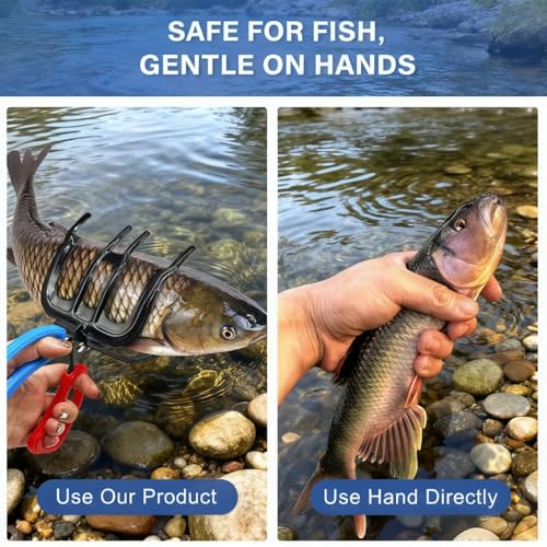 2 PCS Fish Gripper, Fish Grips, Fish Grippers for Fishing, 3 Claw Metal Control Clamp, Secure Grip Holder for Most Freshwater, Portable Grabber Tool, Tackle Accessory