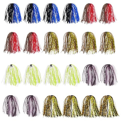 OROOTL Silicone Jig Skirts Spinnerbait Skirt Replacement Bass Fishing Lures for DIY Spinner Baits Buzzbaits Squid Jig Accessories - color: C-Skirts-24pcs