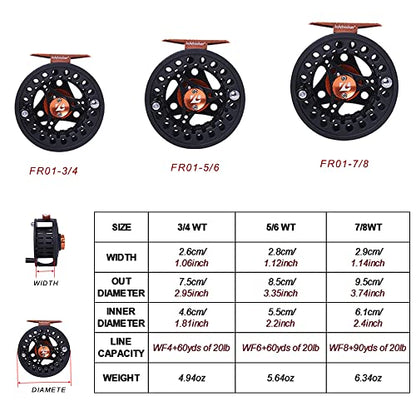 Kylebooker Large Arbor Fly Fishing Reel 3/4wt 5/6wt 7/8wt - color: Black, size: 3/4wt