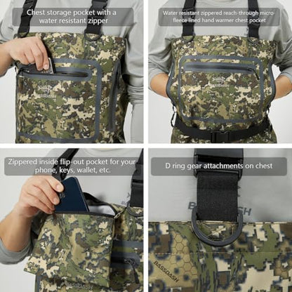 BASSDASH Breathable Ultra Lightweight Chest Stocking Foot Fishing Hunting Waders for Men - color: Veilflage, size: Medium