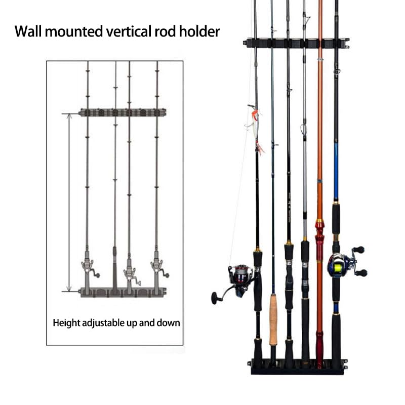 Fishing Rod Holder Straps,Holds Up to 6 Rods Fishing Pole Rod Racks Wall Mounted Fishing Pole Rod Holders