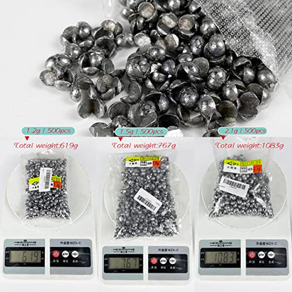 Removable Split-Shot,500Pcs Lead Sinking Split Shots Fishing Sinkers,Fishing Weights Sinkers - color: 1.2g