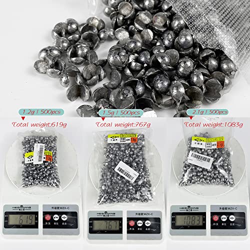 Removable Split-Shot,500Pcs Lead Sinking Split Shots Fishing Sinkers,Fishing Weights Sinkers - color: 1.2g