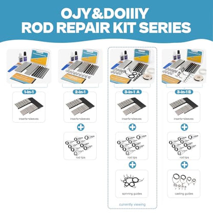Fishing Rod Repair Kit Complete, Easy&Quick Approach to Repair Broken Fishing Pole with Epoxy Glue - color: 3 IN 1 A