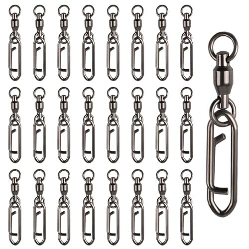 25Pcs Fishing Speed Clips for Fishing Lures Quick Change Fishing Snap Ball Bearing Swivel Power Clips Top Water Speed Clips Freshwater Saltwater Crankbait Popper Lure Quick Snaps Connector Tackle 44lb