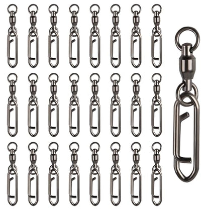 25Pcs Fishing Speed Clips for Fishing Lures Quick Change Fishing Snap Ball Bearing Swivel Power Clips Top Water Speed Clips Freshwater Saltwater Crankbait Popper Lure Quick Snaps Connector Tackle 44lb