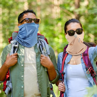 Geyoga 3 Pcs Cooling Neck Gaiter for Men Women Breathable Mesh UV Protection Summer Neck Cover with Mesh Hole Strap Neck Wrap - color: Dark Grey, Blue, Khaki