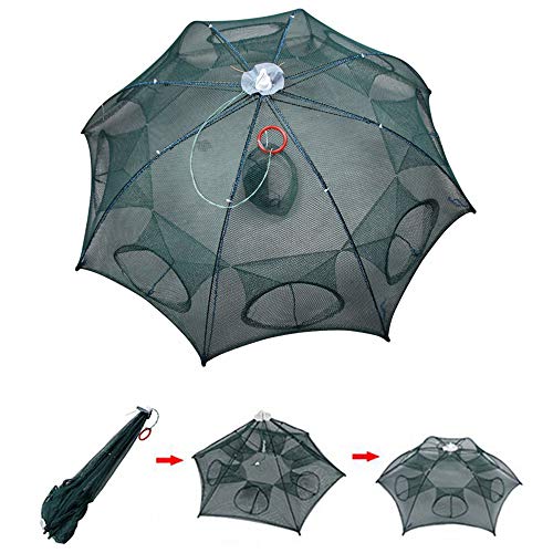 Persei Foldable Fishing Bait Trap Cast Net Cage Cast Dip Cage for Fish Shrimp Minnow Crayfish Crab Bait Trap Cage - color: 8 sides 8 holes+1 hole